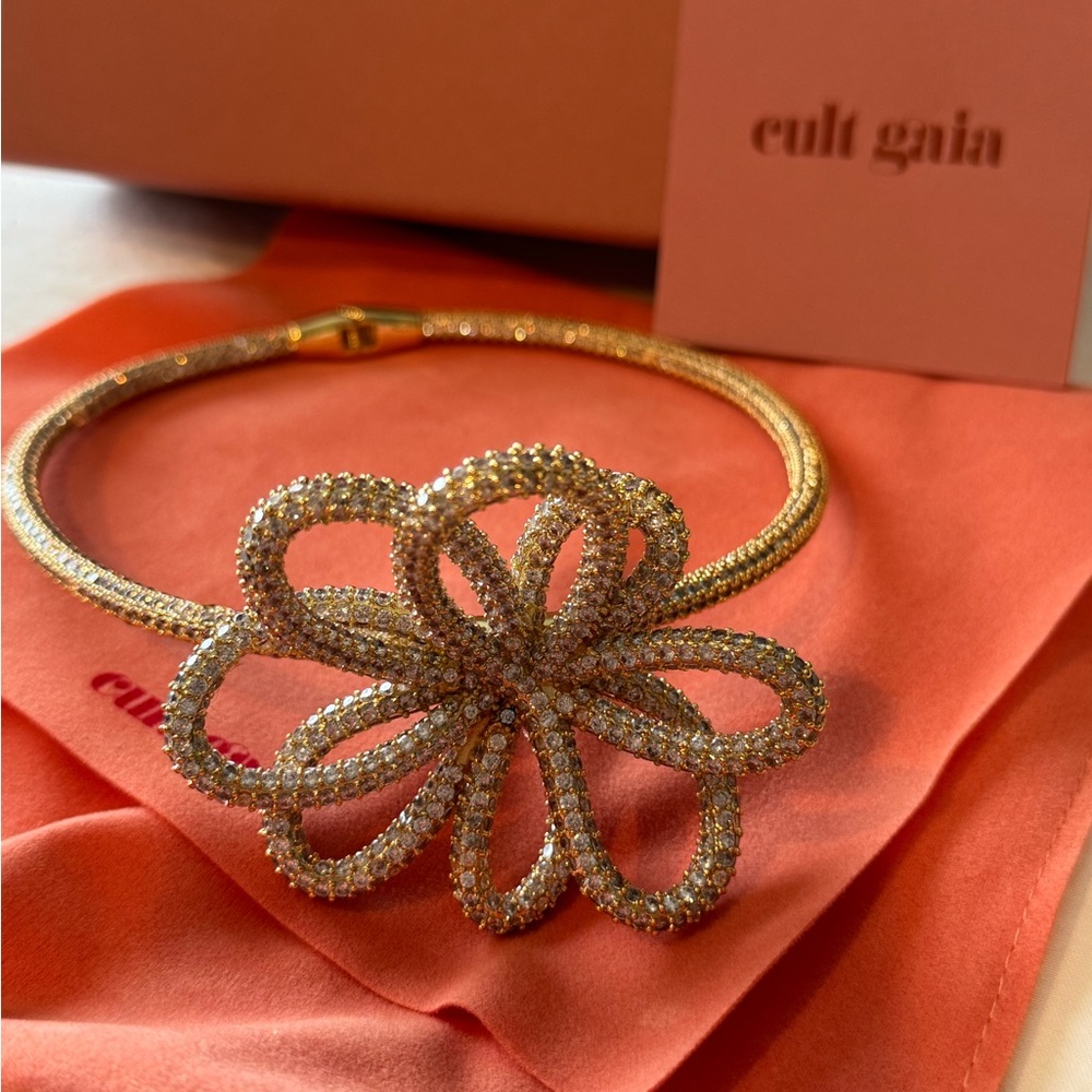 Cult Gaia Gold Flower Choker Necklace